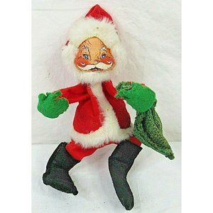 Vintage Annalee Mobilitee Santa Doll Green Bag Missing Tag